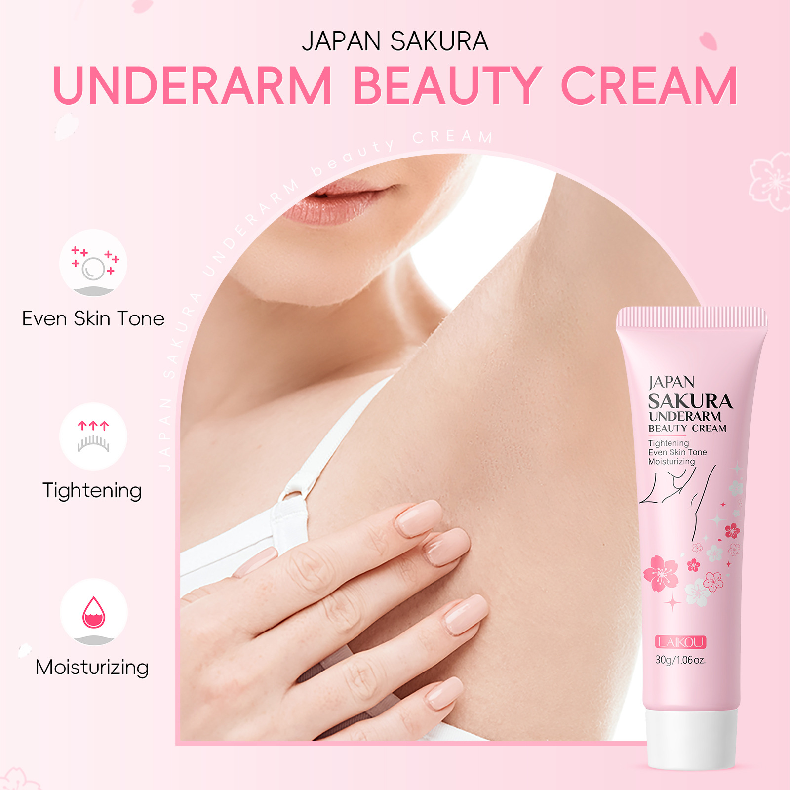Cross-border LAIKOU Japanese Cherry Blossom Armpit Cream 30g Hydrating, Moisturizing and brightening Skin tone manufacturer wholesale supply Item Picture