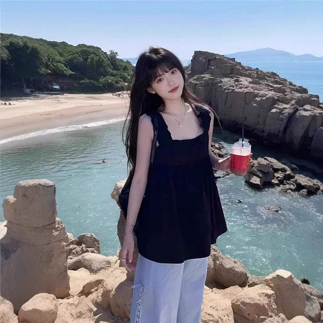 Внешняя торговля трансграничной соляной системой свежей одежды с летающими рукавами дизайн камзол жилет женский летний сладкий стиль тонкий топ