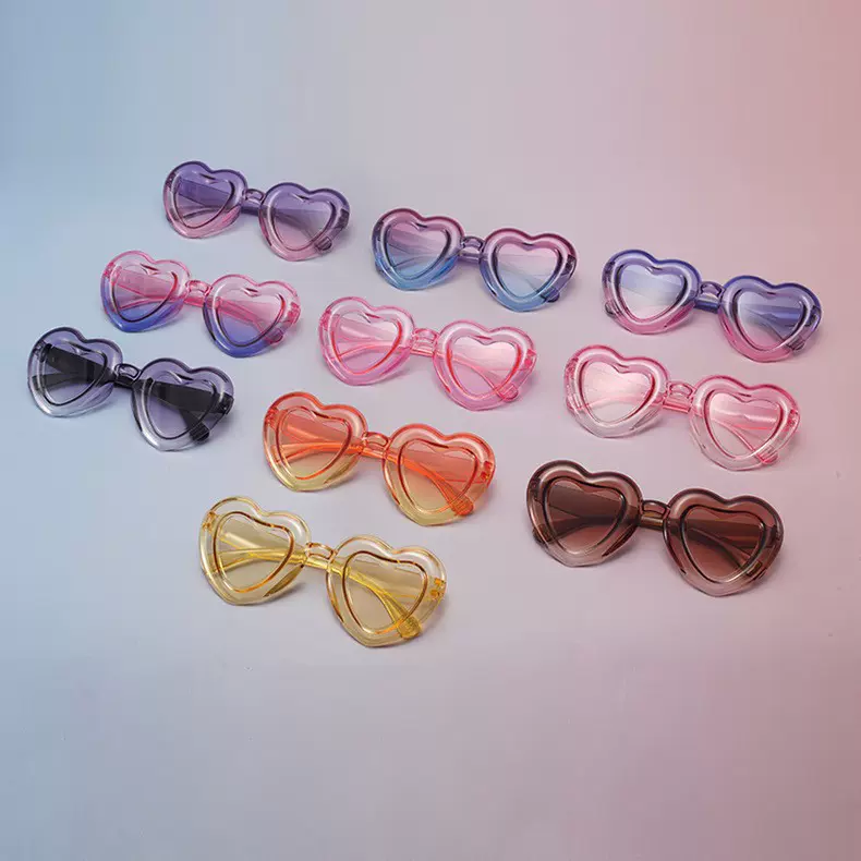 新款爱心太阳镜欧美个性糖果色墨镜ins网红街拍百搭太阳镜男女款