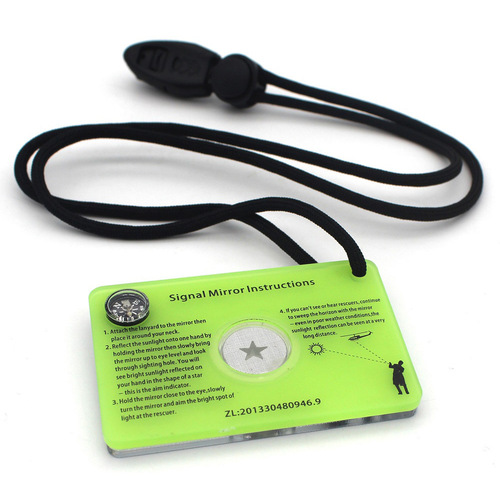 New multifunctional signal mirror outdoor survival survivor reflective mirror mountaineering belt compass emergency tool adventure