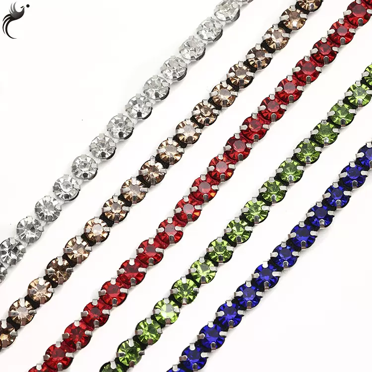 新款跨境网钻5mm单排绳子织带水钻服装辅料肩带衣鞋帽DIY饰品配件