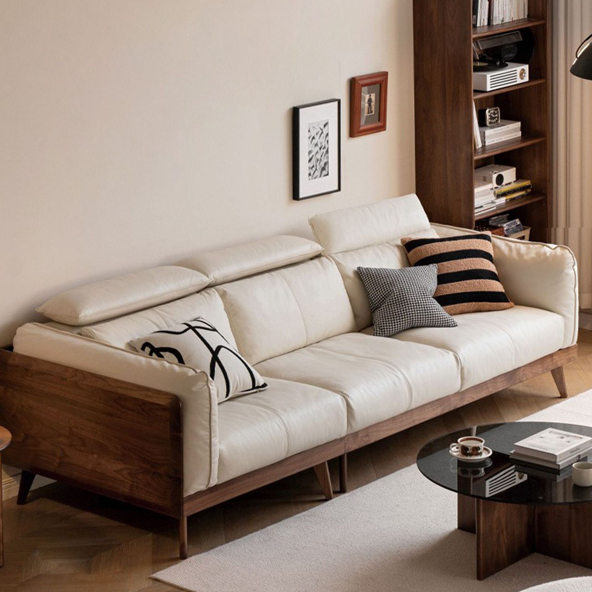 Factory Direct Delivery Solid Wood Sofa New Chinese Style Small Apartment Living Room North American Black Walnut Sofa Home Solid Wood Sofa