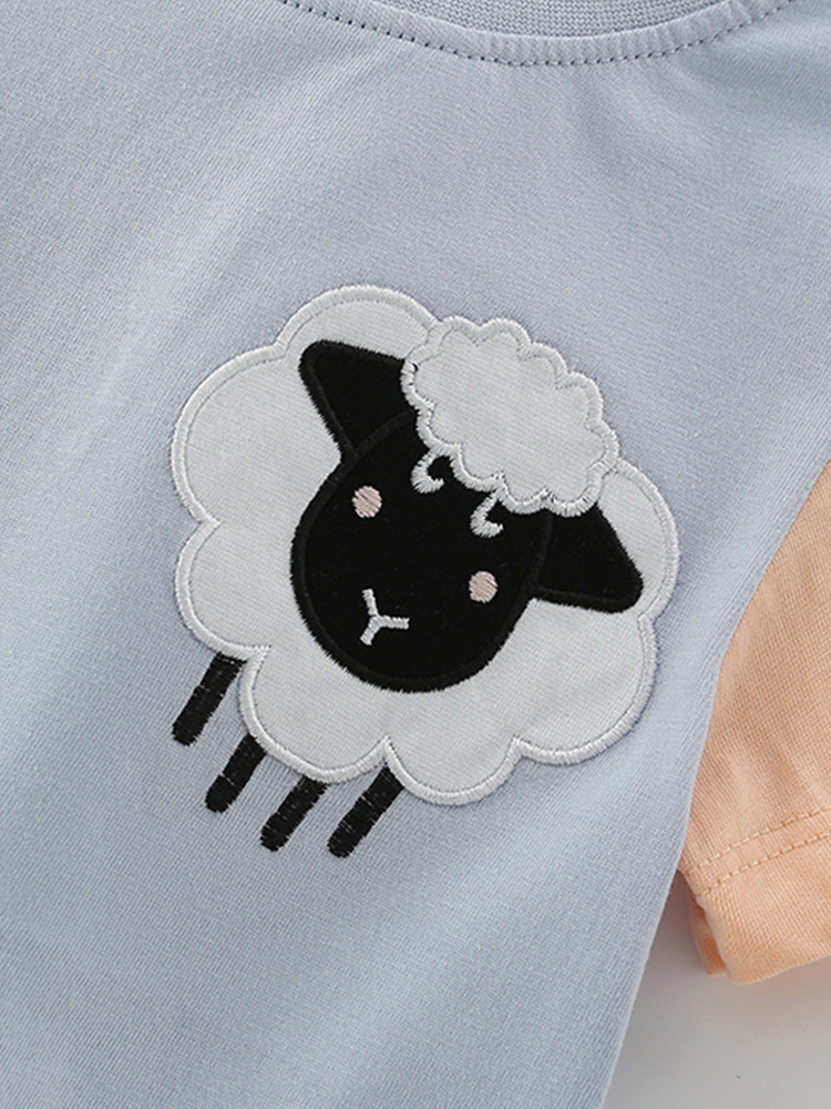 Traje de niño malwee transfronterizo, nuevo estilo de verano, camiseta de cuello redondo para niños pequeños y medianos europeos y americanos, pantalones de cintura elástica, ropa para niños