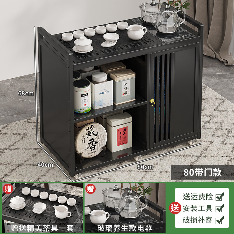 Mesa de té móvil balcón casa pequeña mesa de té carrito de té hervidor de agua integrado gabinete de té con ruedas mesa lateral de té juego de té traje