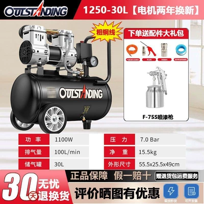 220V Air Pump Spray Paint | Hava kompressorları - rough-copper-1250-30l-7m-tubes-spray-gun-guaranteed-to-replace-with-a-new-motor-within-two-years-focusing-on-air-compressors-for-17-years