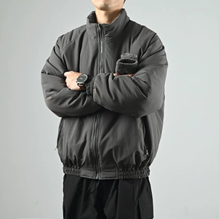 棉服男冬季加厚开衫棉衣男保暖复古外套立领宽松休闲加厚晋江棉服