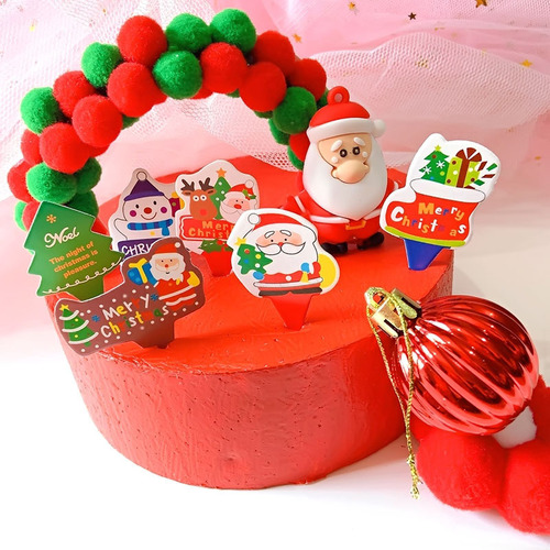 Christmas decoration cartoon card cake decoration birthday Santa card party cake decoration plugin