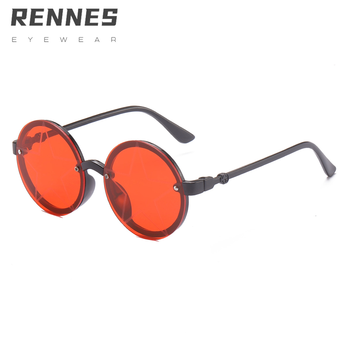 2021 gafas de juego de estilo coreano mismo estilo gafas de sol para niños personalidad de la moda transfronteriza gafas de marco redondo gafas de sol de estrella de cinco puntas