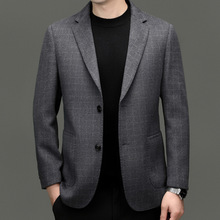 商务休闲10%羊绒西服男短毛呢大衣时尚秋冬双面呢西装领羊毛外套