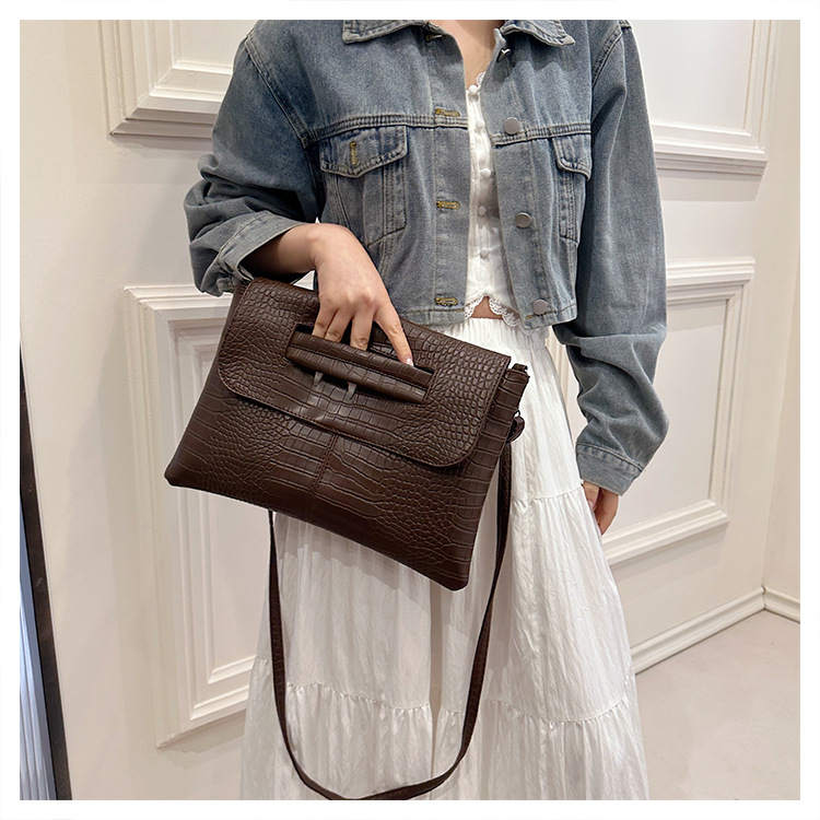 New cross-border foreign trade crocodile pattern strap clutch bag, large-capacity file bag, storage bag, official document bag, crossbody bag undefined