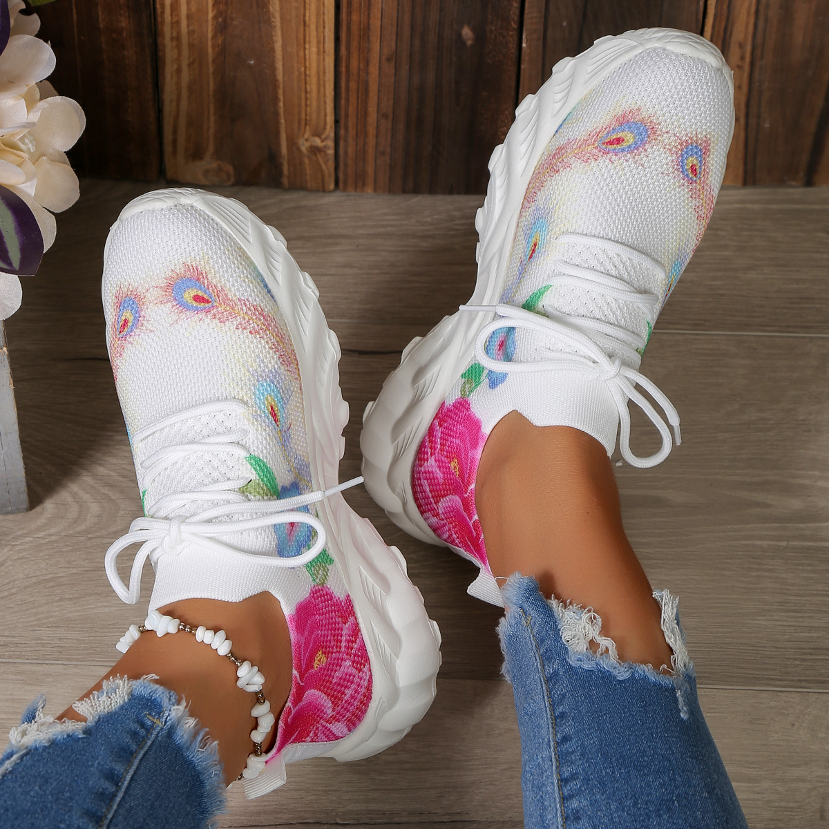 Suole arcobaleno nuovo colore moda femminile con una corrispondenza completa di scarpe sportive casual scarpe da donna in rete_voghion.com