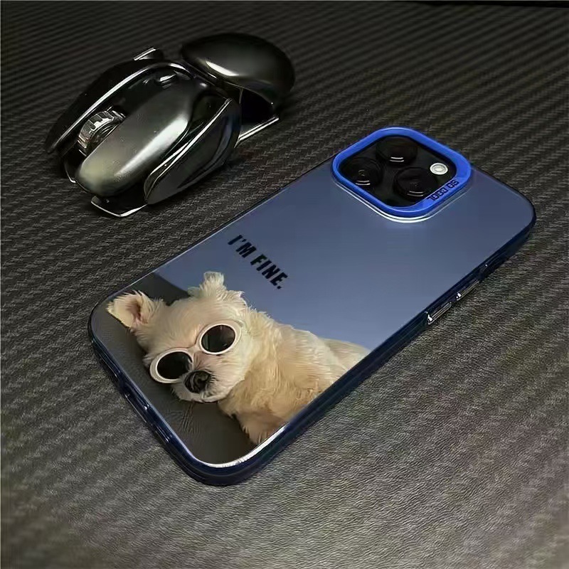 Cáscara plateada de color-azul-gafas de sol cachorro