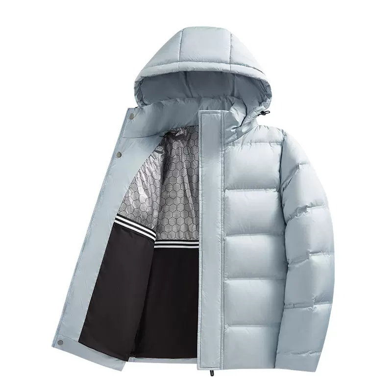 情侣款羽绒服男款冬季新款纯色休闲宽松轻薄羽绒服户外运动白鸭绒