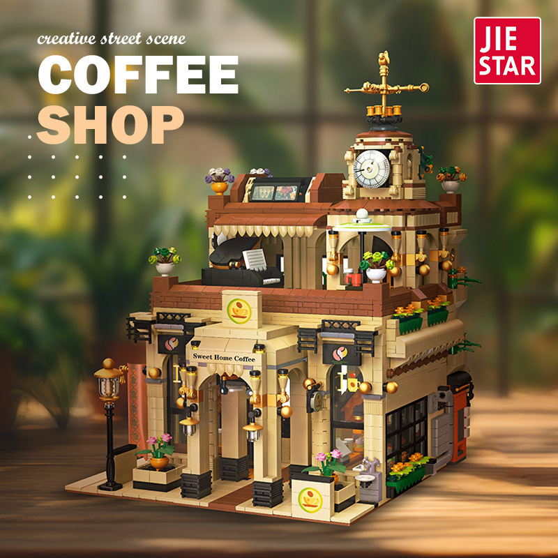 Jie Xing 89120 Serie Arquitectura de Calle: Cafetería, Bloques de Construcción Educativos, Modelo de Juguete, Decoración, Regalo para Niñas, Transfronterizo. image 1