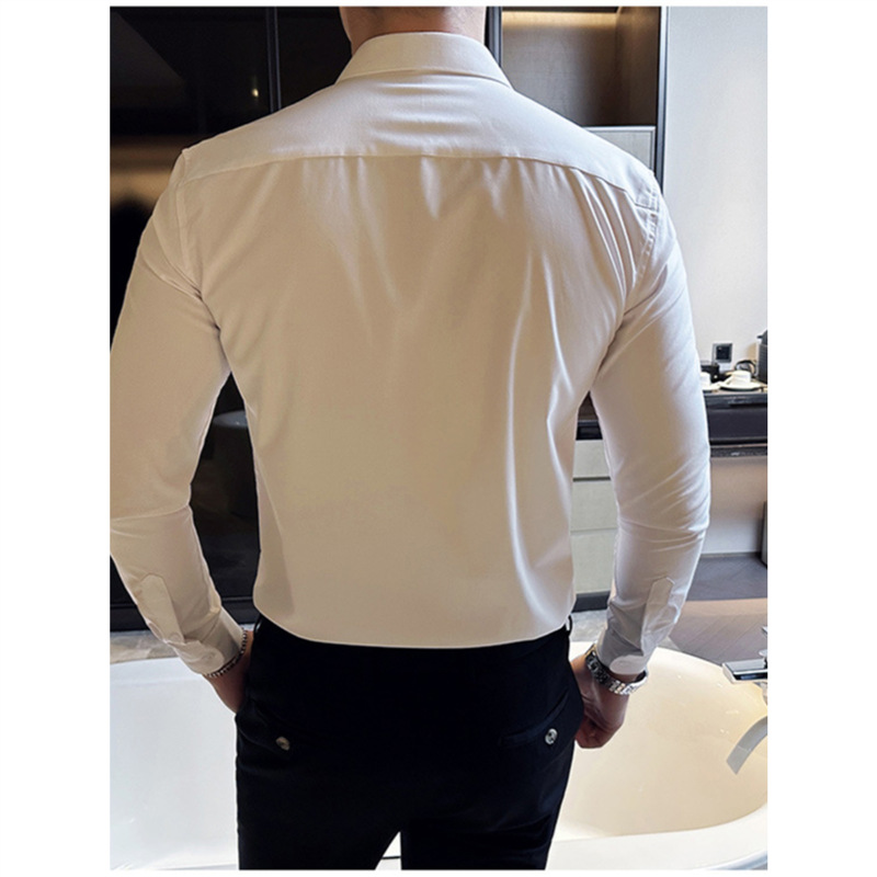 Abbigliamento maschile di alta qualità, camicia bianca da smoking, camicia a pieghe a fisarmonica da uomo_voghion.com