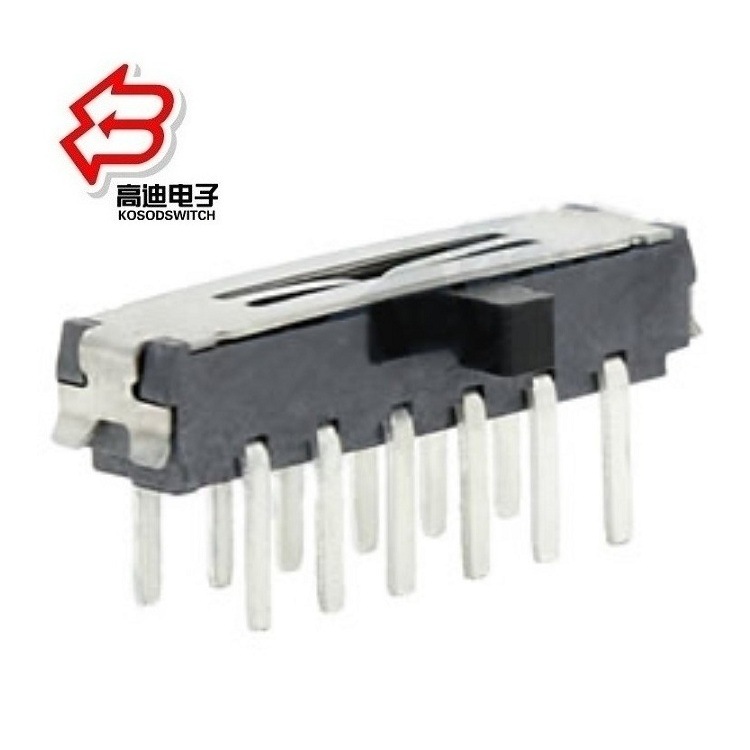 小型拨动开关12脚2P4T  侧拨迷你拨码开关12脚  12脚两档滑动开关