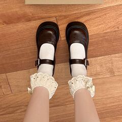 棕色复古法式增高厚底小皮鞋女2025新款春季粗跟玛丽珍浅口单鞋子