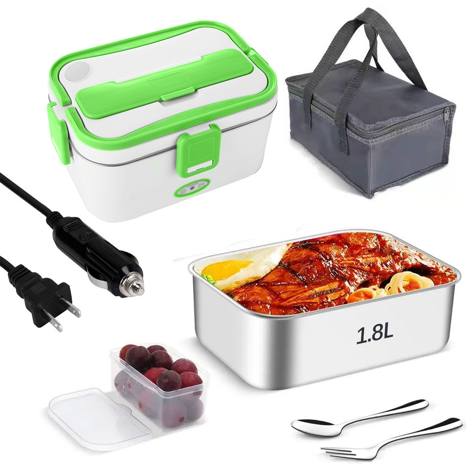 연두색 1.8L 무수도시락(스테인리스 라이너+실링링) + 포크+스푼 + 보온백