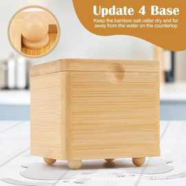 竹制调味料收纳盒调味罐带盖勺子盐罐香料罐调料竹盐碗容器盒