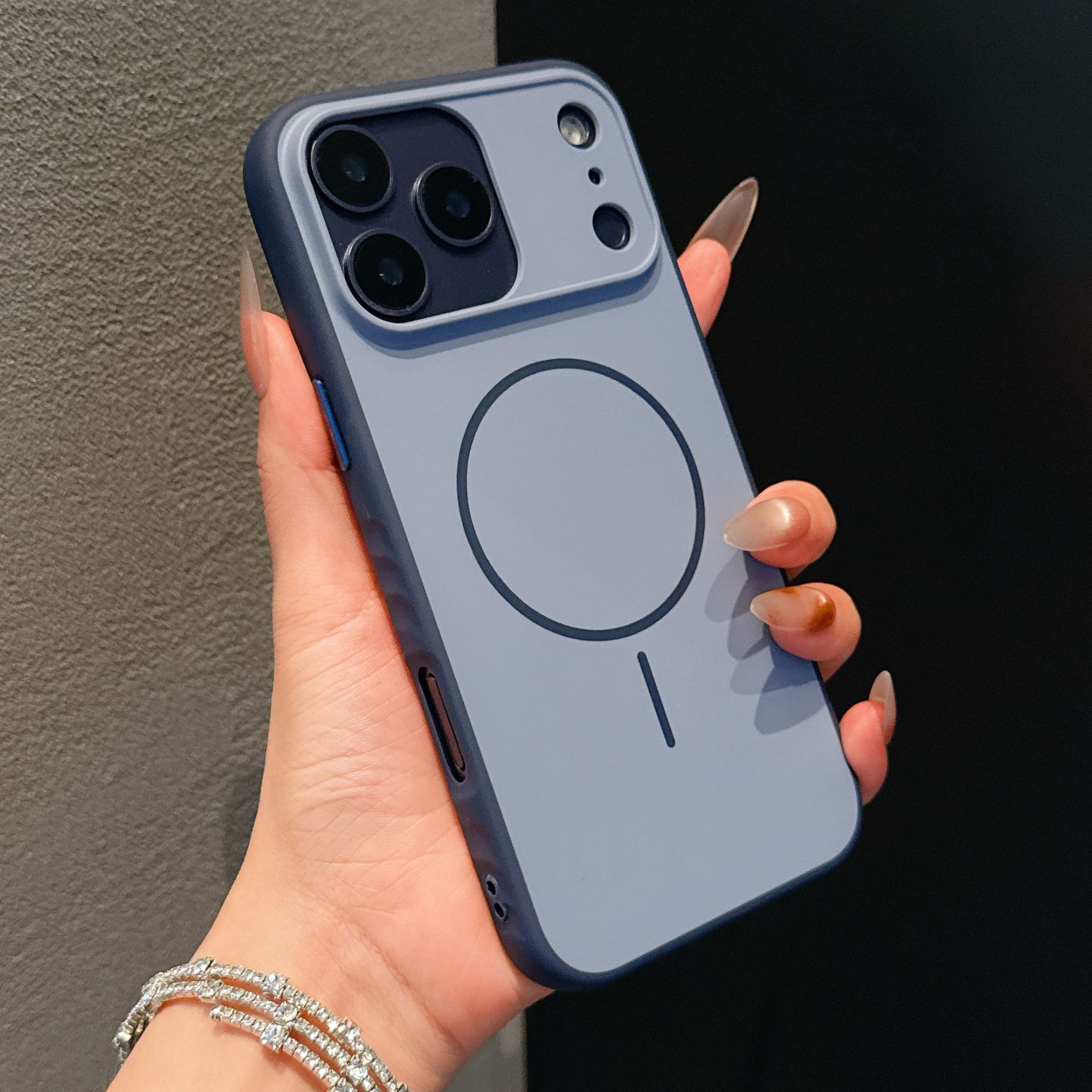 Anti-huellas dactilares anti-deslizante de manzana color de choque sensación de piel 2 en 1 iPhone17PROMAX caso de teléfono 15 caso de succión magnética