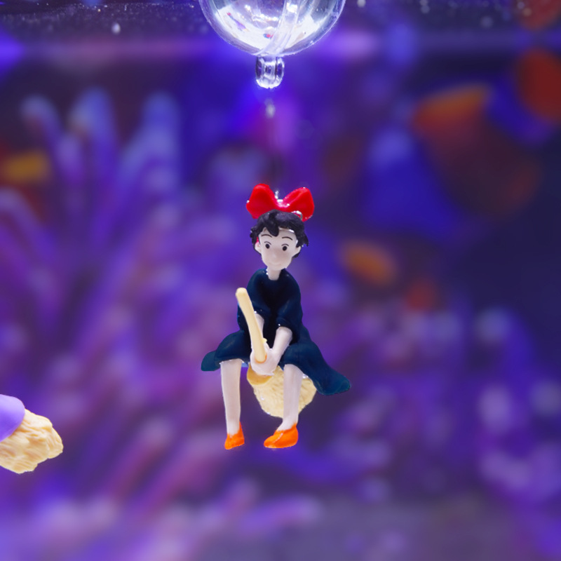 Decoración para Acuario Little Red Book, Personaje de Hada Buzo Acuático, Bruja Pequeña, Estilo Hayao Miyazaki, Magia Púrpura