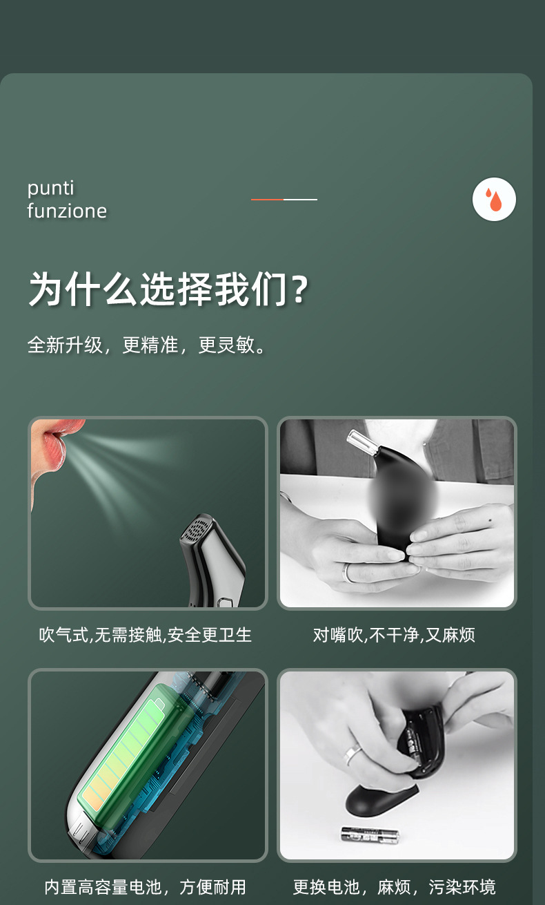 New Cross-Border Breathalyzer, Air-Blowing Type for Drunk Driving Detection, Alcohol Testing Instrument for Home Use, High-Precision and Portable