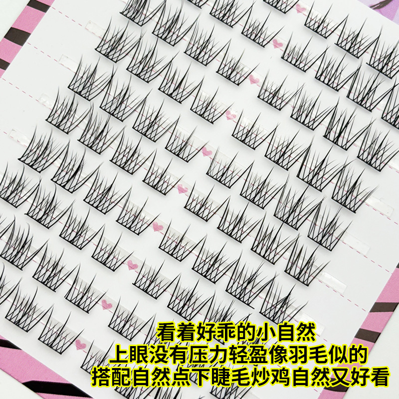 跨境批发10排弧眼鸟假睫毛大容量分段式仿真眼睫毛清透自然假睫毛|undefined