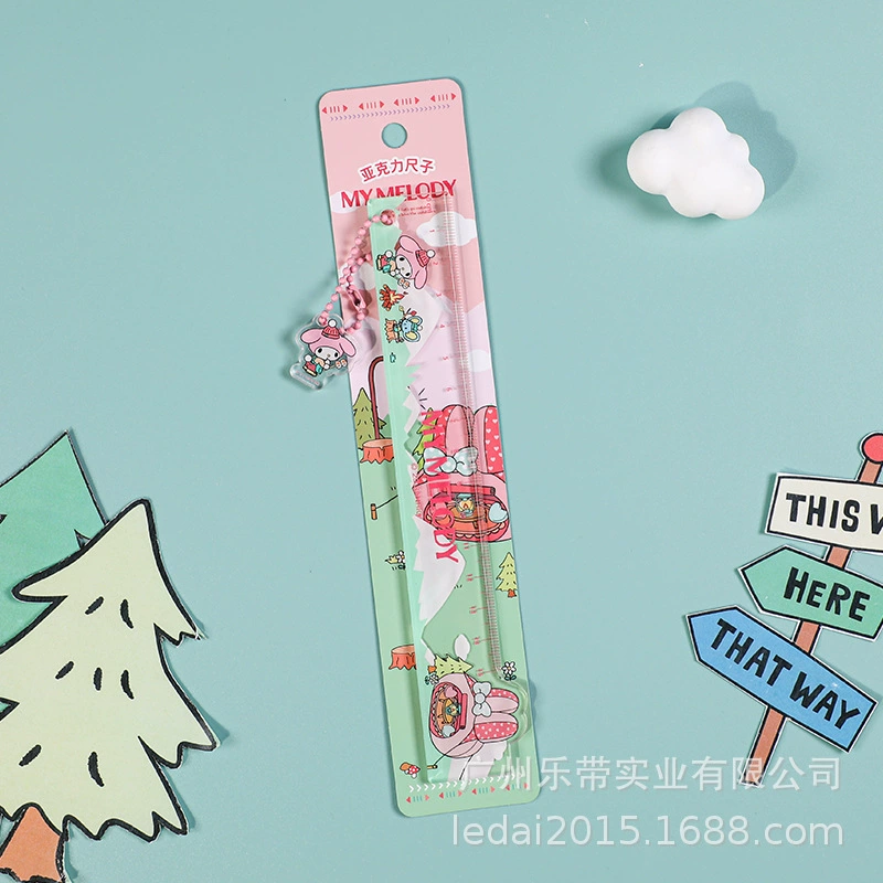 Акриловая мультяшная линейка, милая учебная универсальная канцелярия для младших школьников