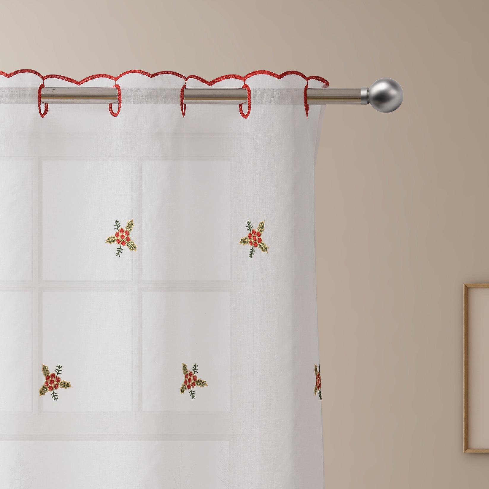 Nuevo hilo bordado de Navidad transfronterizo, cortina corta perforada, pantalla de ventana opaca, cortina terminada de Navidad de Amazon europea y americana