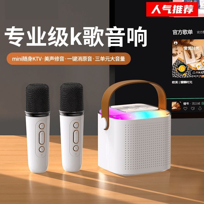 跨境亚马逊热销蓝牙音箱 低音炮带话筒麦克风一体机唱歌K歌小音响|undefined