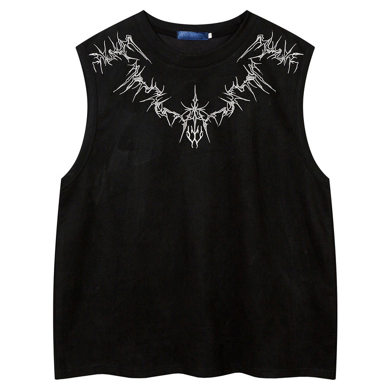 Brown Suede Sleeveless Men's Muscle Small Cuff Vest Men's Fitness Sports Waistcoat 2024 Summer