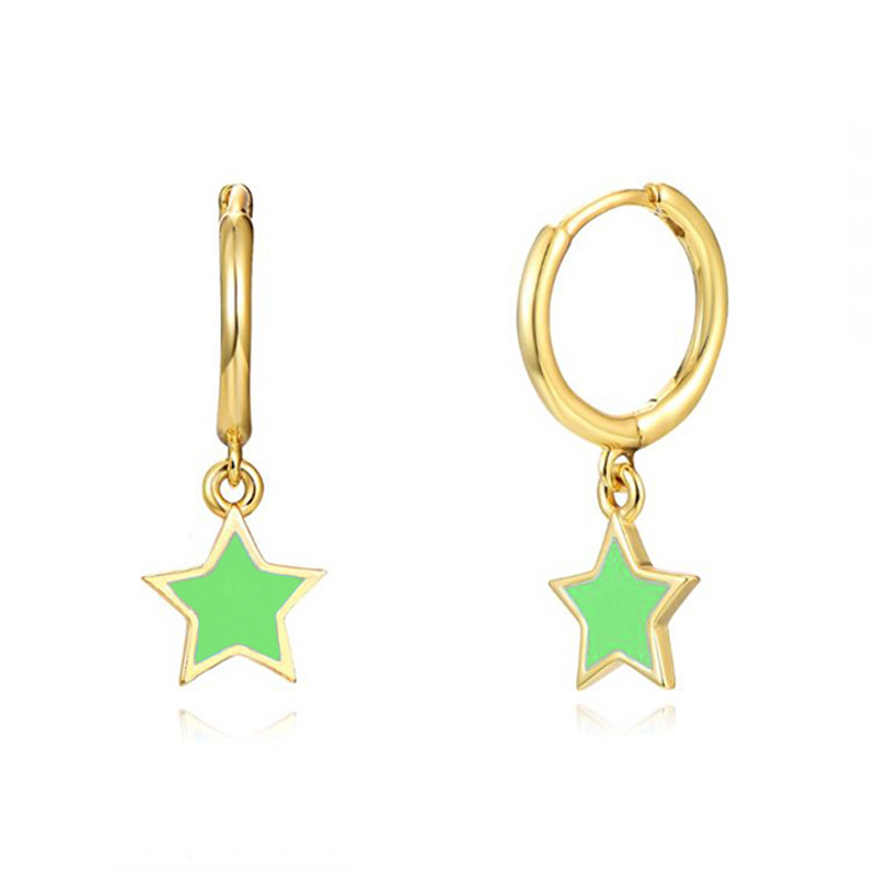 Simple Style Star Copper Enamel Drop Earrings 1 Pair display picture 1