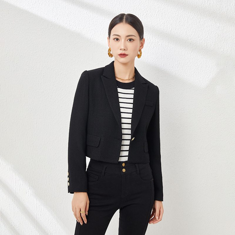 Wool Short Blazer for Women, Designer Niche Suit Jacket, Autumn New Style, Stylish and Trendy Wool Short Blazer for Women, Designer Niche Suit Jacket, Autumn New Style, Stylish and Trendy