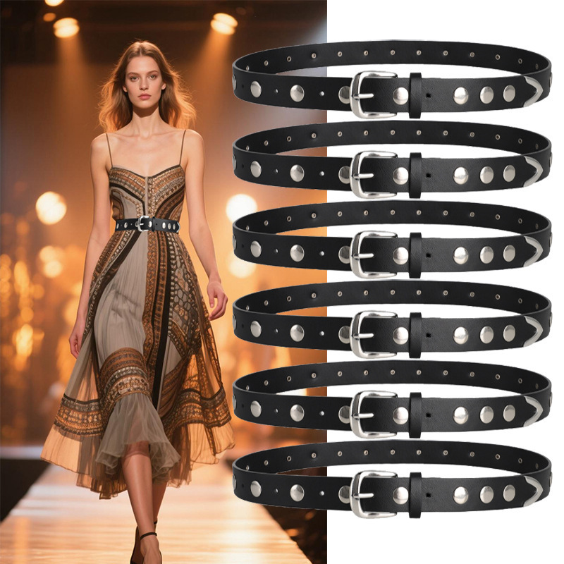 Cross-Border Punk Style Rivet Fashion Women's Belt Trendy Street Dress Jeans Versatile Casual Pants Belt