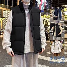 批发便宜男士马甲棉服坎肩无袖简约百搭冬季保暖休闲外穿外套男生