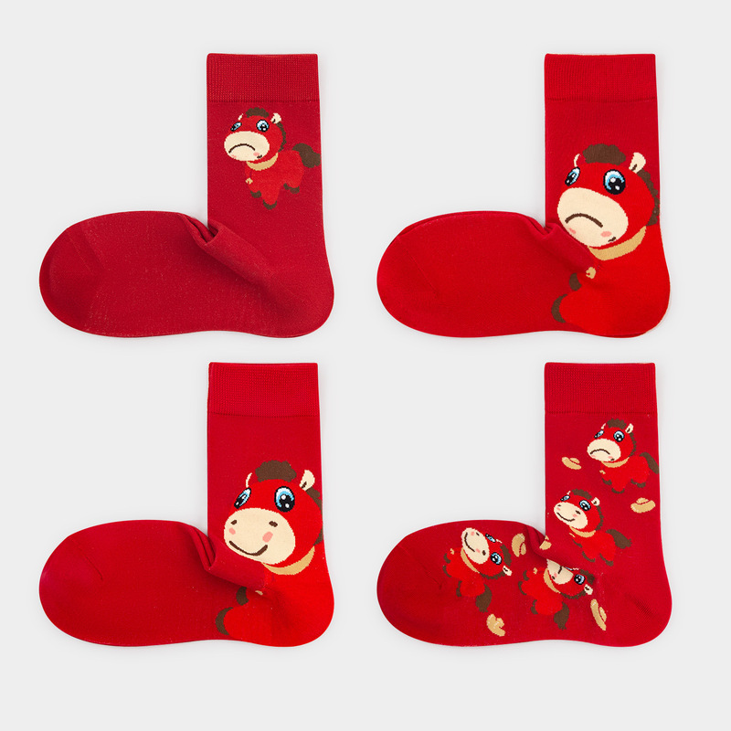 Red Socks for Women in Their Zodiac Year, Trendy Socks for the Year of the Horse, Festive Socks for the Year of the Horse, Office Gift Socks, Men's Mid-Calf Socks Red Socks for Women in Their Zodiac Year, Trendy Socks for the Year of the Horse, Festive Socks for the Year of the Horse, Office Gift Socks, Men's Mid-Calf Socks