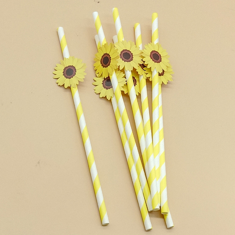 En stock creativo fiesta paja decoración serie con tarjeta pequeña flor girasol Margarita flor papel paja creativa