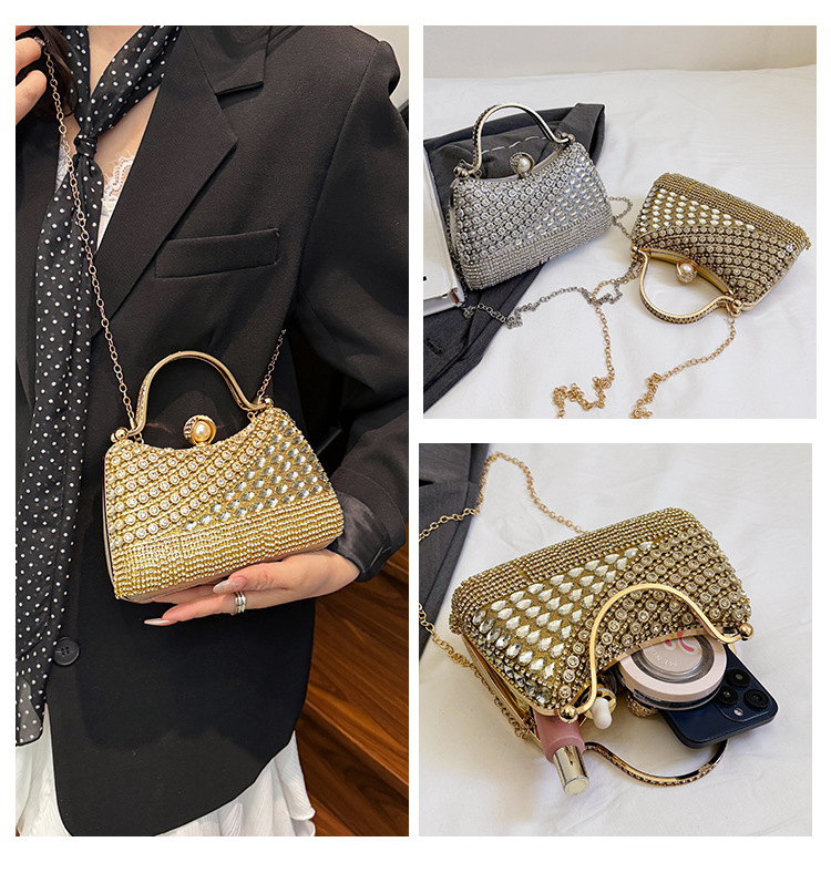 Pochette da sera donna con catena elegante e strass brillanti_voghion.com