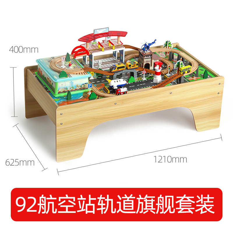 Mina de madera bloques construcción tren eléctrico modelo traje juguete para niños Parque atracciones montaje Mesa juego