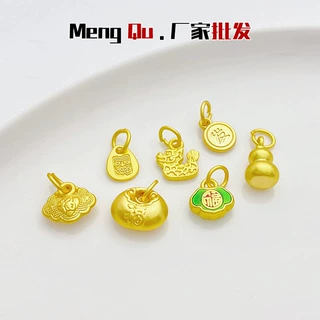 古法金保色葫芦福字如意锁吊坠挂件手工diy手链项链饰品材料配件