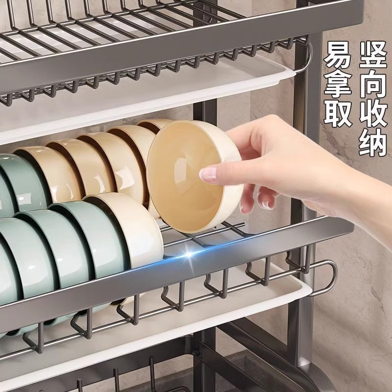 Kitchen rack bowl dish storage rack draft water frame home double -layer cupboard tableware box multi -function dishes and plate shelves