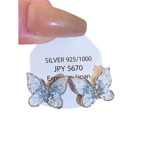 Blue glass summer fresh elegant fashionable cute earrings