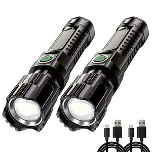 Cross-Border Popular High-Brightness Flashlight USB Rechargeable Telescopic Zoom Large Floodlight Handheld Outdoor Emergency Lighting