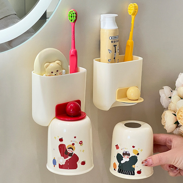 Household magnetic mouthwash cup upside-down toothbrush cup couple…