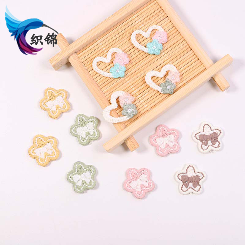 新款衣服装饰手机壳diy装饰可爱风布贴 领结花朵系列迷你刺绣布贴