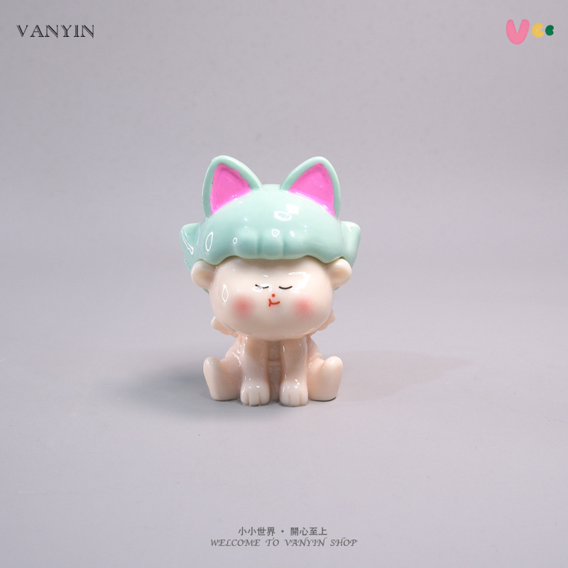 亮面猫天使李四网红款卡通萌粒树脂摆件diy饰品车载配件批发ins风|undefined
