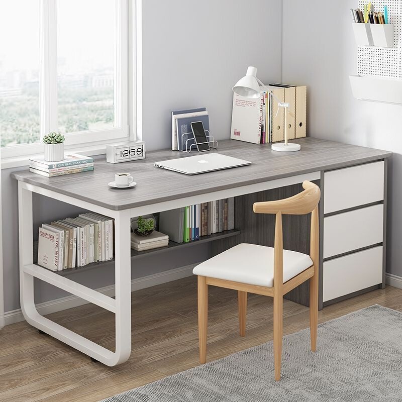 Simple Desk and Bookshelf Integrated Student Bedroom Desktop Computer Desk for Home Use with Drawer Storage and Multi-Functional Office Desk Simple Desk and Bookshelf Integrated Student Bedroom Desktop Computer Desk for Home Use with Drawer Storage and Multi-Functional Office Desk