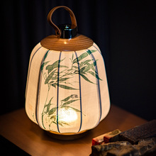 新中式绿竹手提灯复古中国风禅意茶室客厅卧室床头装饰氛围夜灯