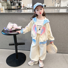 女童春秋款套裝2024新款洋氣時髦運動寶寶春季兒童運動春裝兩件套