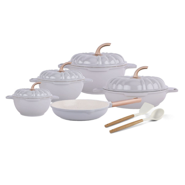 9pcs zapasa de calabaza conjunto de paneles de aluminio de aluminio de aluminio de aluminio de arroz de piedra de mármol antiadherente paneles de aluminio de aluminio al por mayor transfronterizo